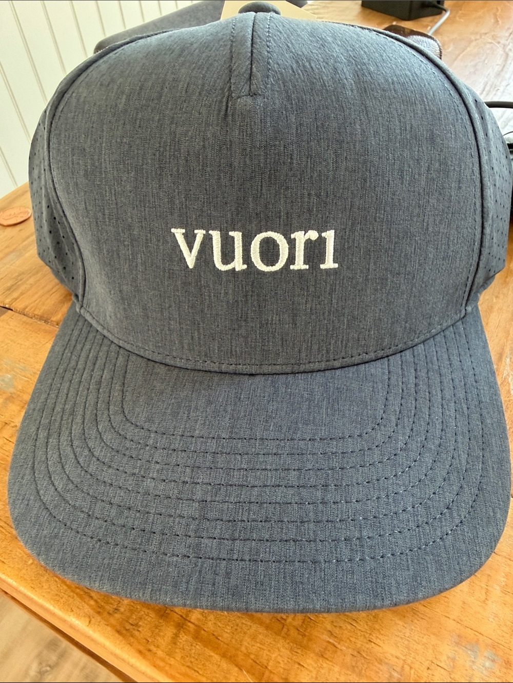 Vuori Navy Heather Embroidered Logo Cap